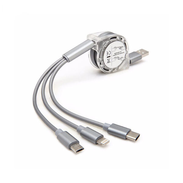 کابل تبدیل USB به MicroUSB USB-C لایتنینگ مدل 3in1 طول 1 متر