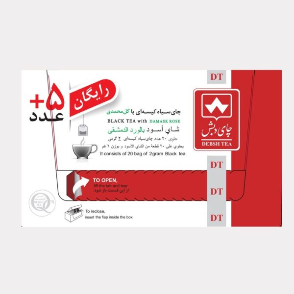 چای سیاه کیسه ای با گل محمدی دبش بسته 25 عددی