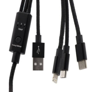 کابل شارژ تایمردار USB به microUSB - لایتنینگ - USB-C مدل QC-200