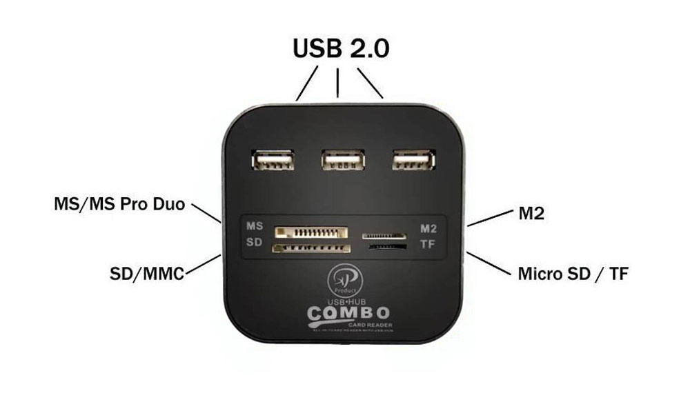 هاب-و-رم-ریدر-7-پورت-USB-2.0-کمبو-480mb