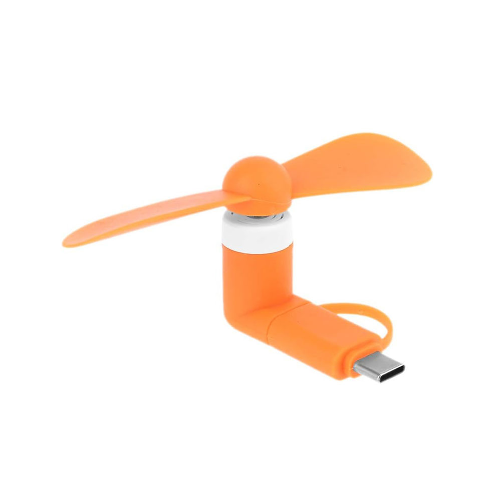 پنکه-همراه-دوکاره-مدل-Micro-USB-+-Type-C-نارنجی