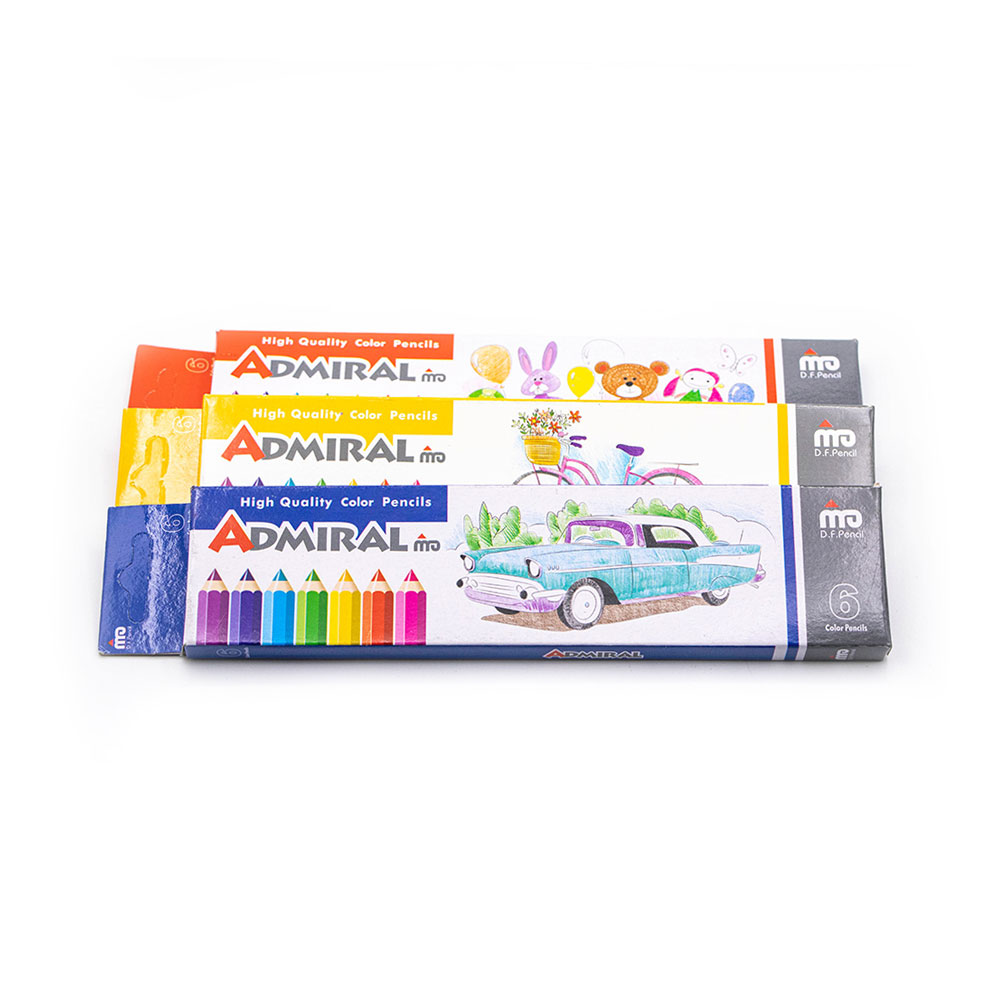 بسته-های-مداد-رنگی-6-رنگ-آدمیرال-جعبه-مقوایی