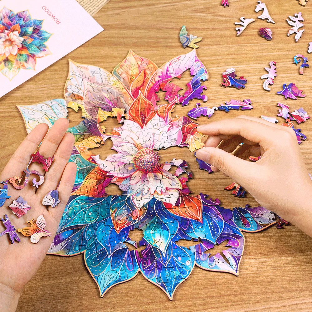 پازل چوبی رووود مدل Mystic Mandala Flower